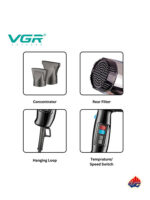 سشوار حرفه ای وی جی ار مدل V-466 - تصویر 3